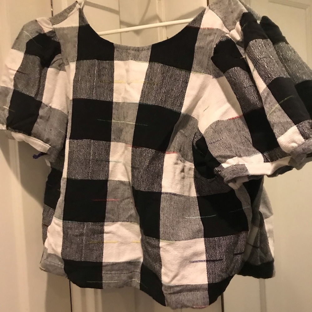 Anthropologie black and white shirt 1x plus size with zipper in the back - Picture 10 of 10